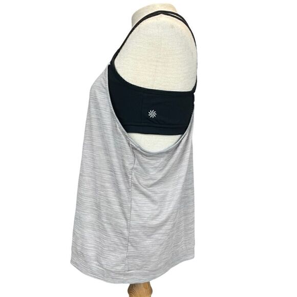 𝅺ATHLETA Shadow Stripe Energize Tank Top in Slate Grey & Black Size Medium - Picture 4 of 16